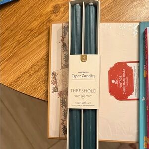 Threshold Taper Candles in Deep Teal